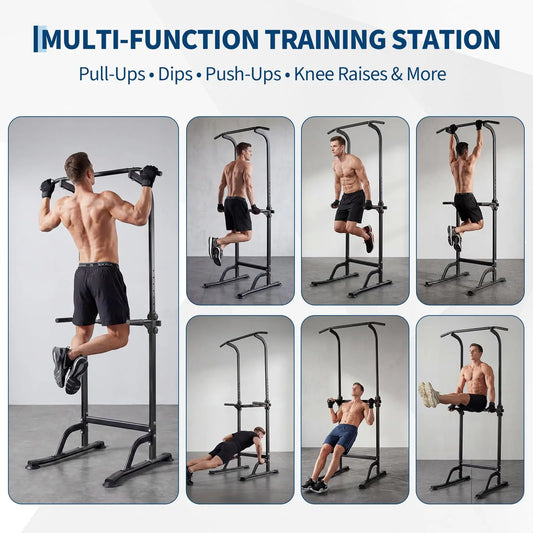 Multi-Function Power Tower with Adjustable Pull Up Bar