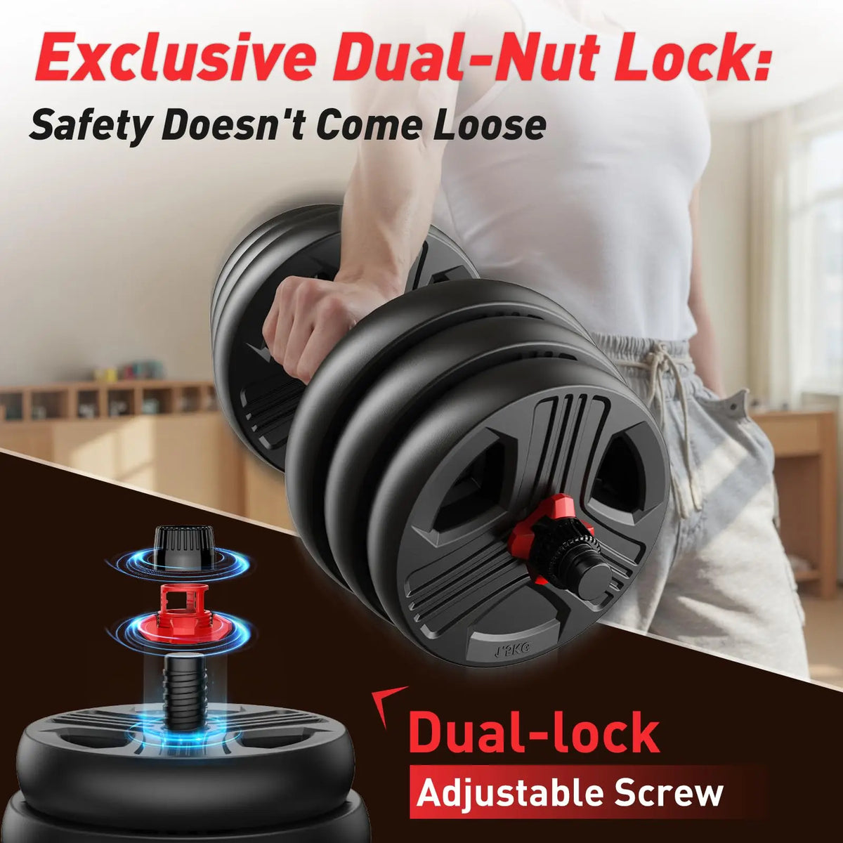 5-in-1 Adjustable Dumbbell Set Convertible Weights