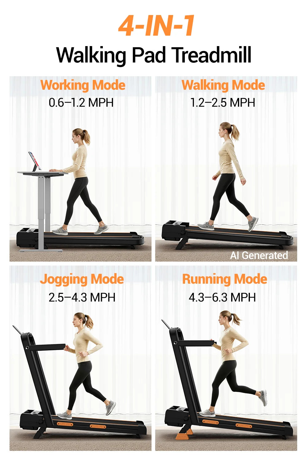 Foldable Incline Treadmill for Home