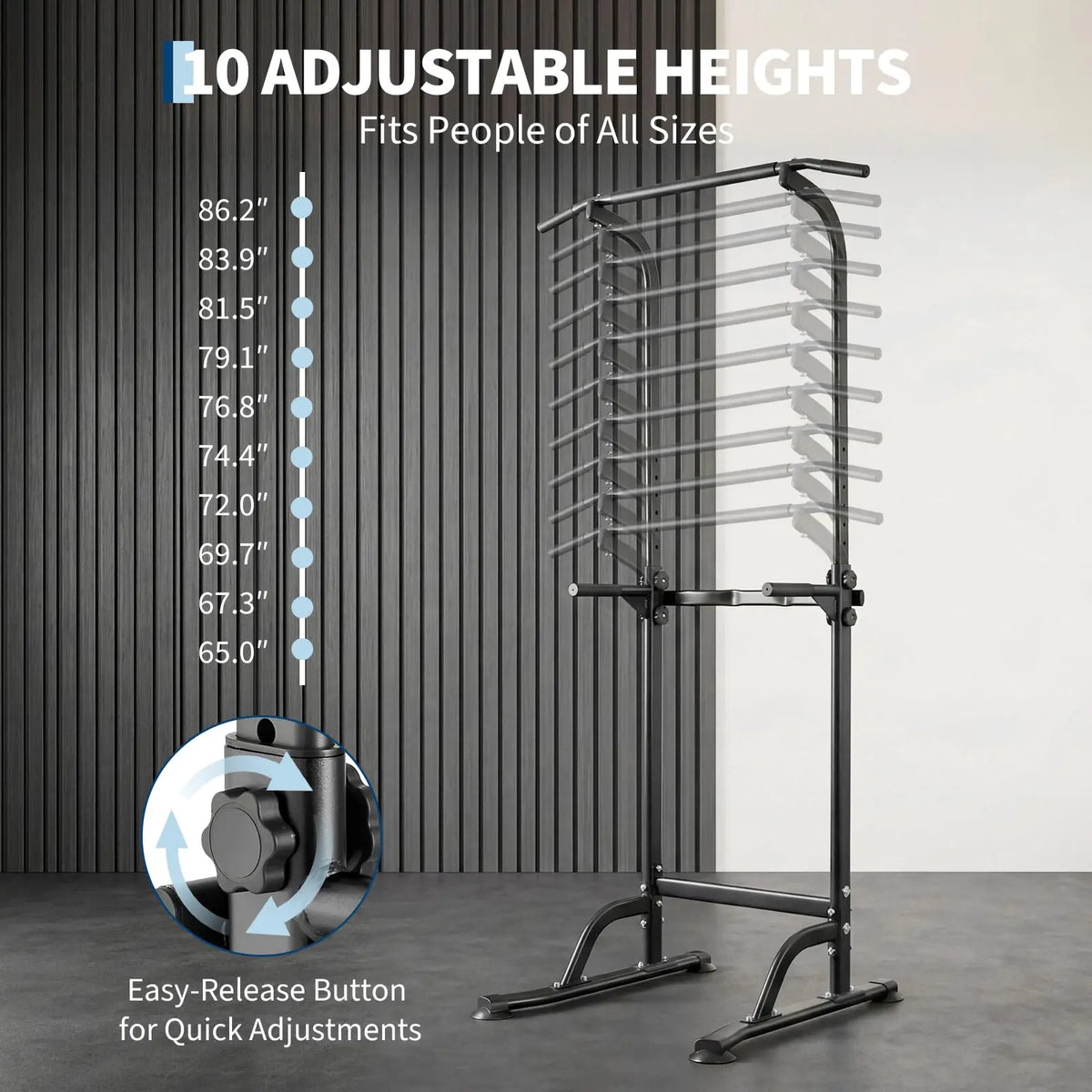 Multi-Function Power Tower with Adjustable Pull Up Bar