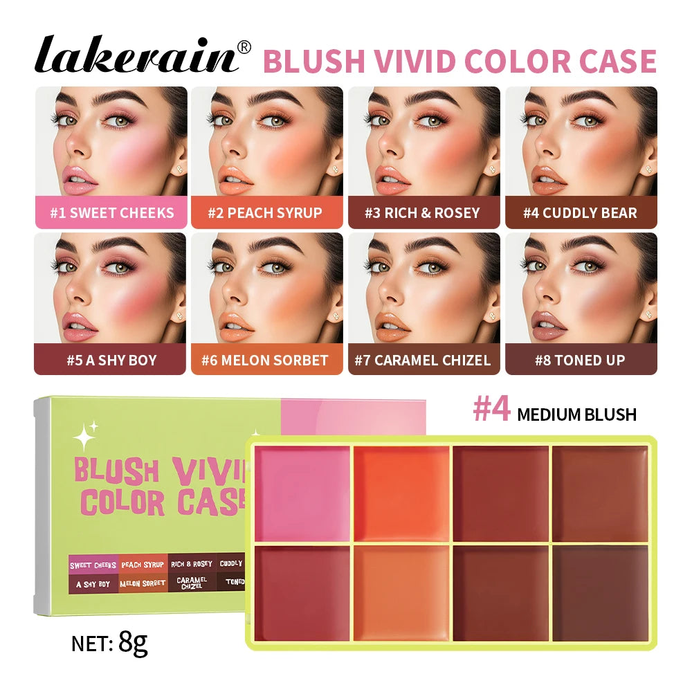 8-Color Cream Blush Highlighter Concealer Palette
