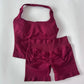 Women’s 2-Piece Backless Halter Gym Set High Waist