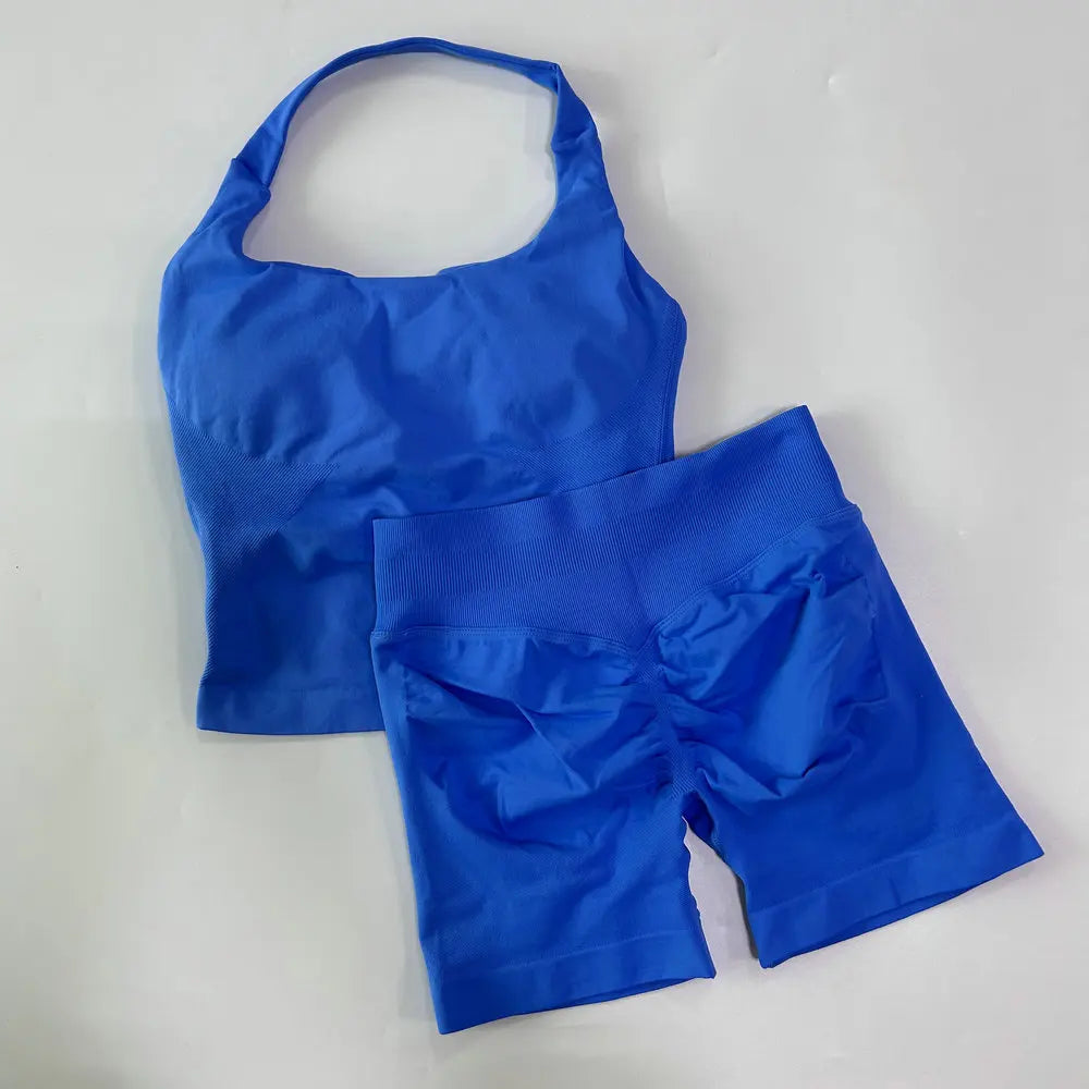 Women’s 2-Piece Backless Halter Gym Set High Waist