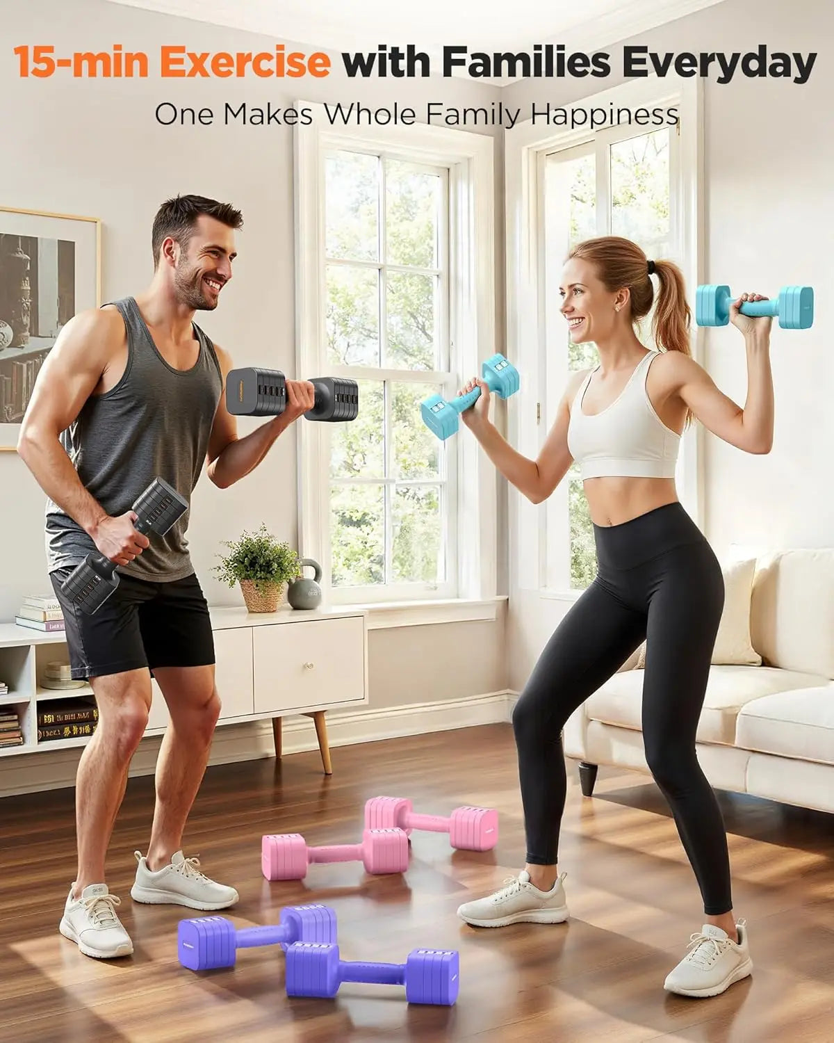 5-in-1 Adjustable Dumbbells Set of Two