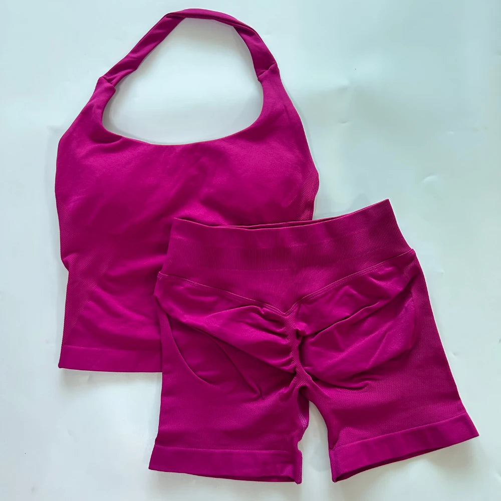 Women’s 2-Piece Backless Halter Gym Set High Waist