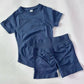 Women’s 2-Piece Longline Crop Top Workout Shorts Set