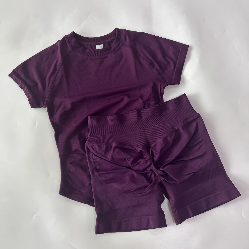 Women’s 2-Piece Longline Crop Top Workout Shorts Set