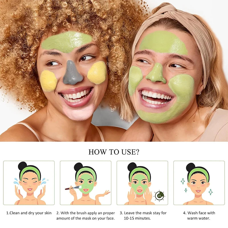 4-Piece Clay Facial Mask Set for Deep Cleansing