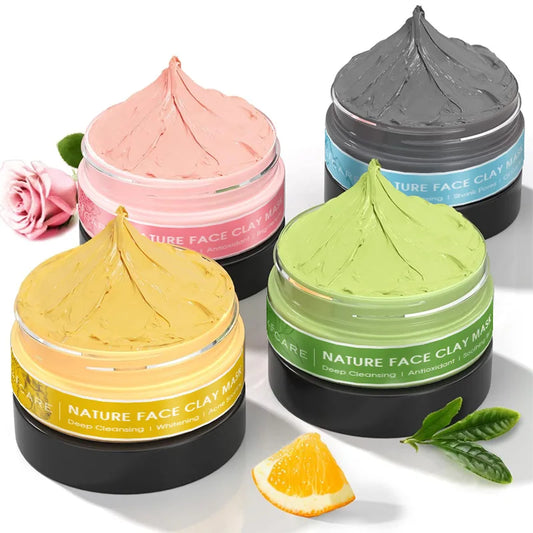 4-Piece Clay Facial Mask Set for Deep Cleansing