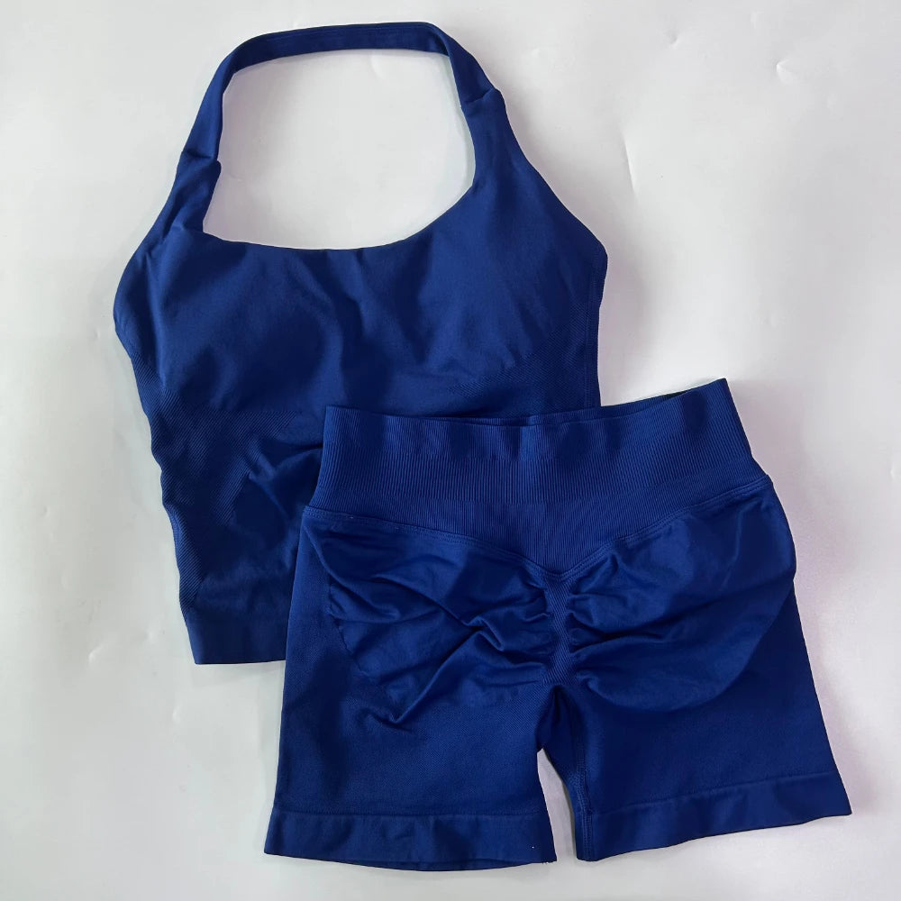 Women’s 2-Piece Backless Halter Gym Set High Waist