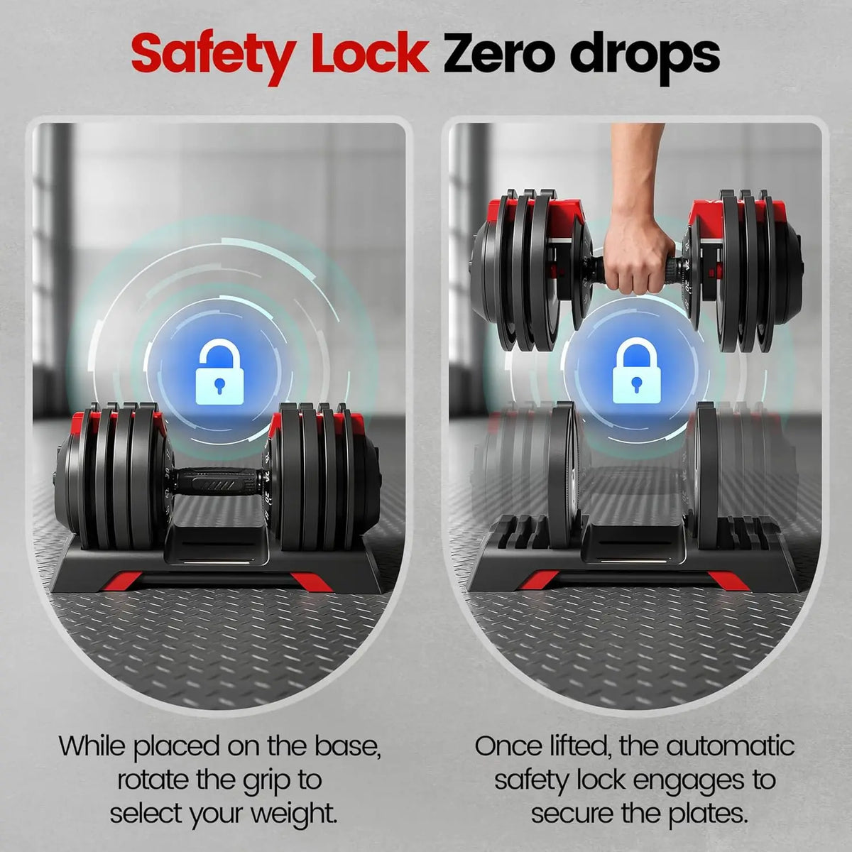 Adjustable Dumbbell Set with Safety Lock and Handle