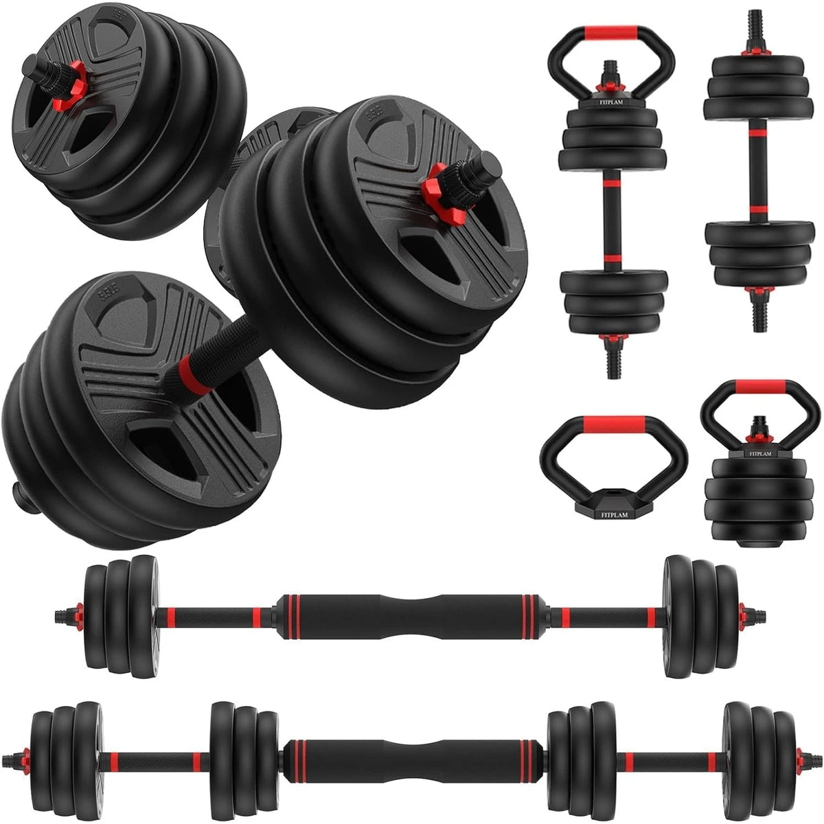 5-in-1 Adjustable Dumbbell Set Convertible Weights