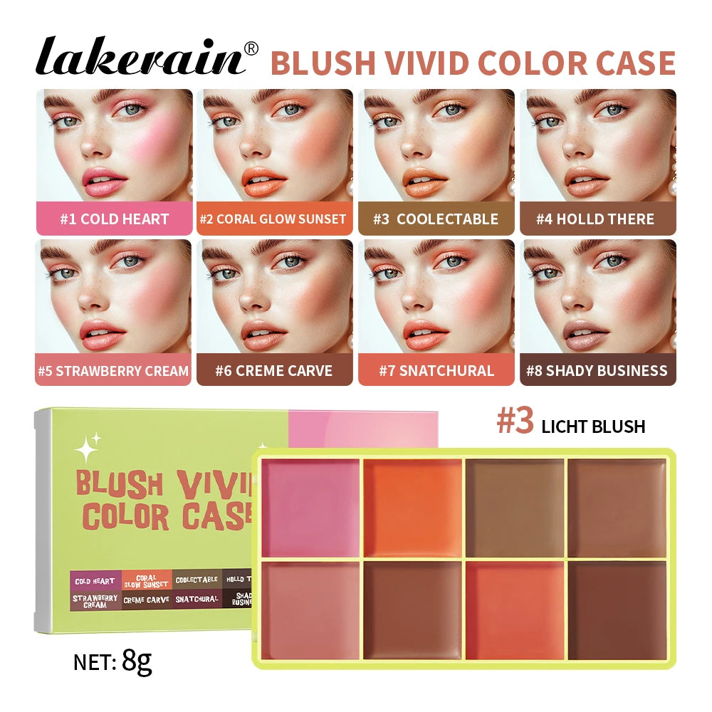 8-Color Cream Blush Highlighter Concealer Palette