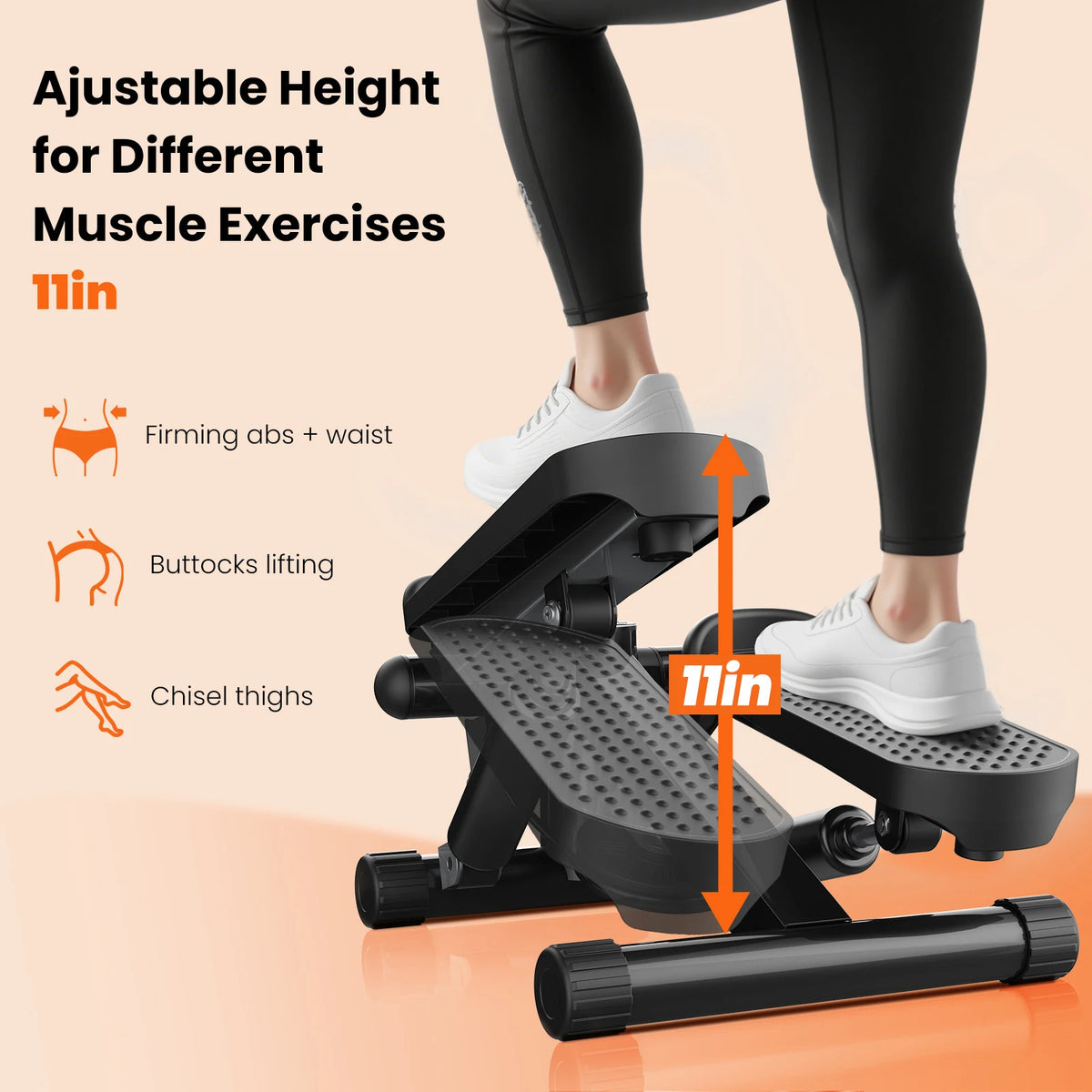 Mini Stepper with Resistance Bands and LCD
