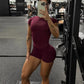 Women’s 2-Piece Longline Crop Top Workout Shorts Set