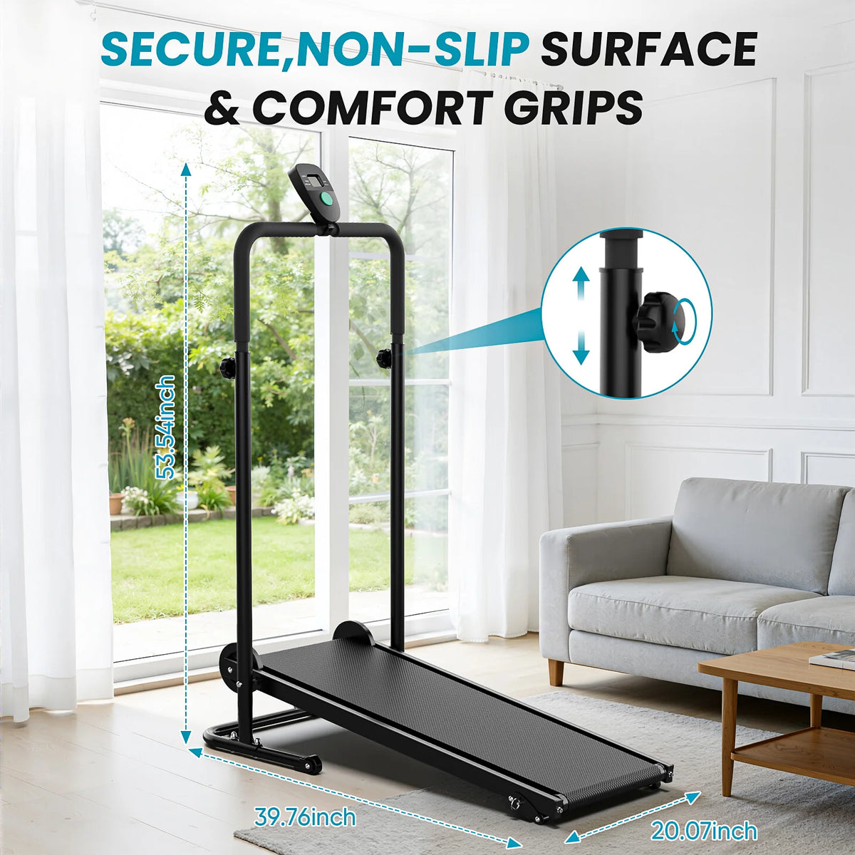 Foldable Non-Motorized Treadmill with Fixed Incline