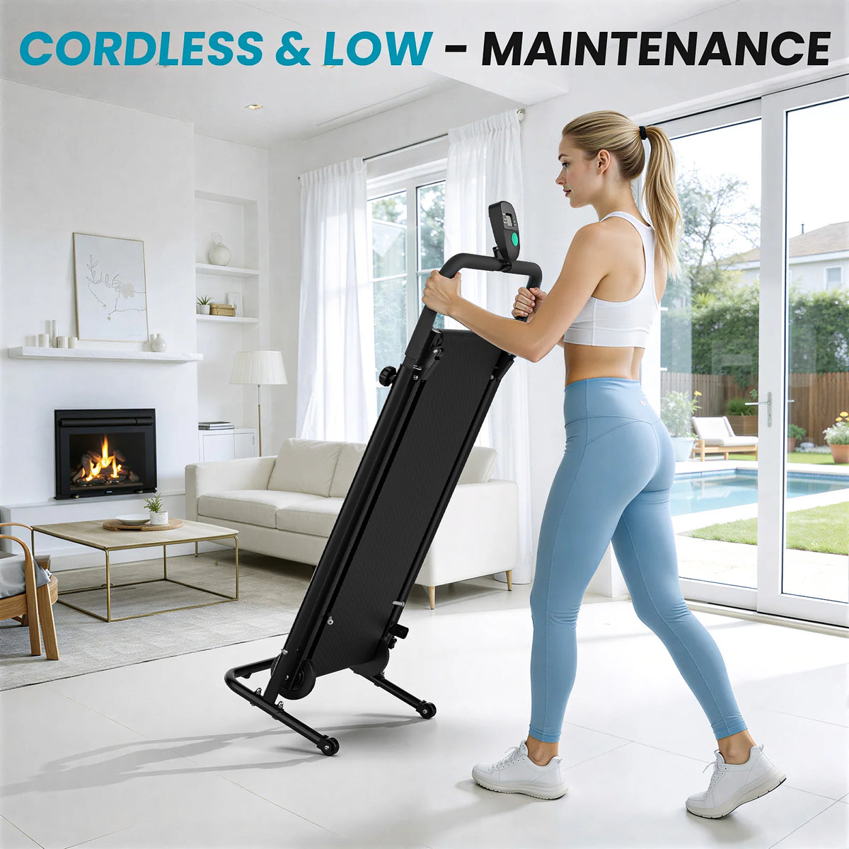 Foldable Non-Motorized Treadmill with Fixed Incline