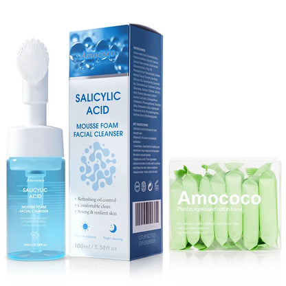 Amococo Facial Cleanser and Compressed Towel Skincare Set