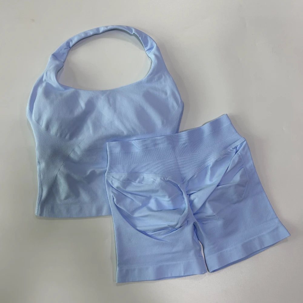 Women’s 2-Piece Backless Halter Gym Set High Waist