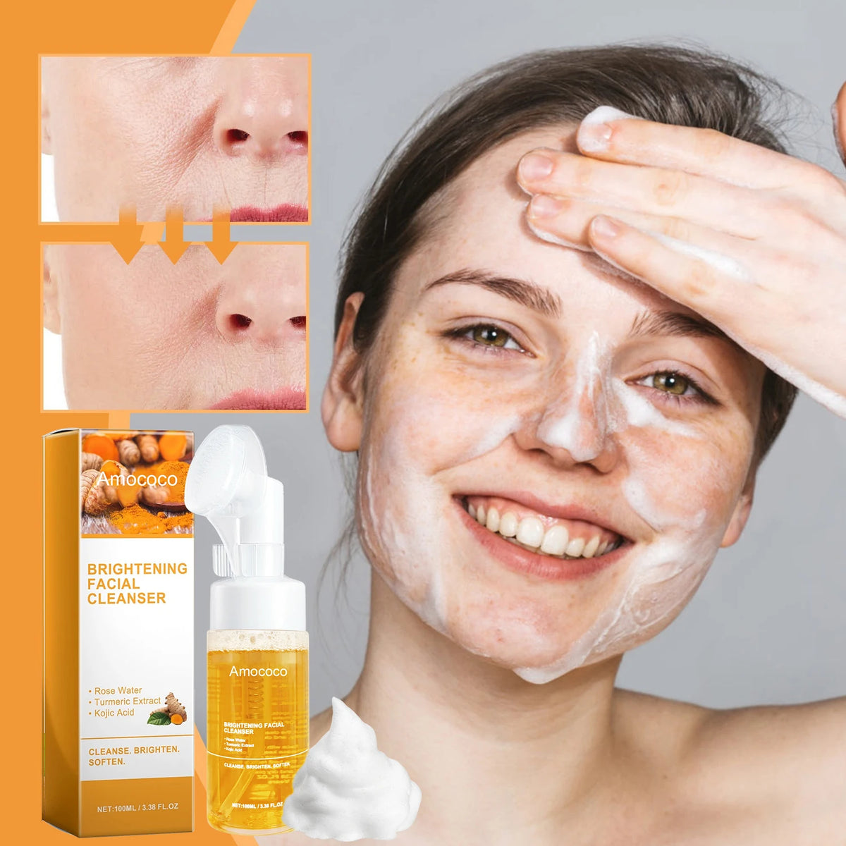 Amococo Facial Cleanser and Compressed Towel Skincare Set