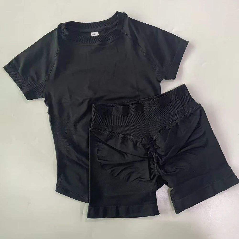 Women’s 2-Piece Longline Crop Top Workout Shorts Set