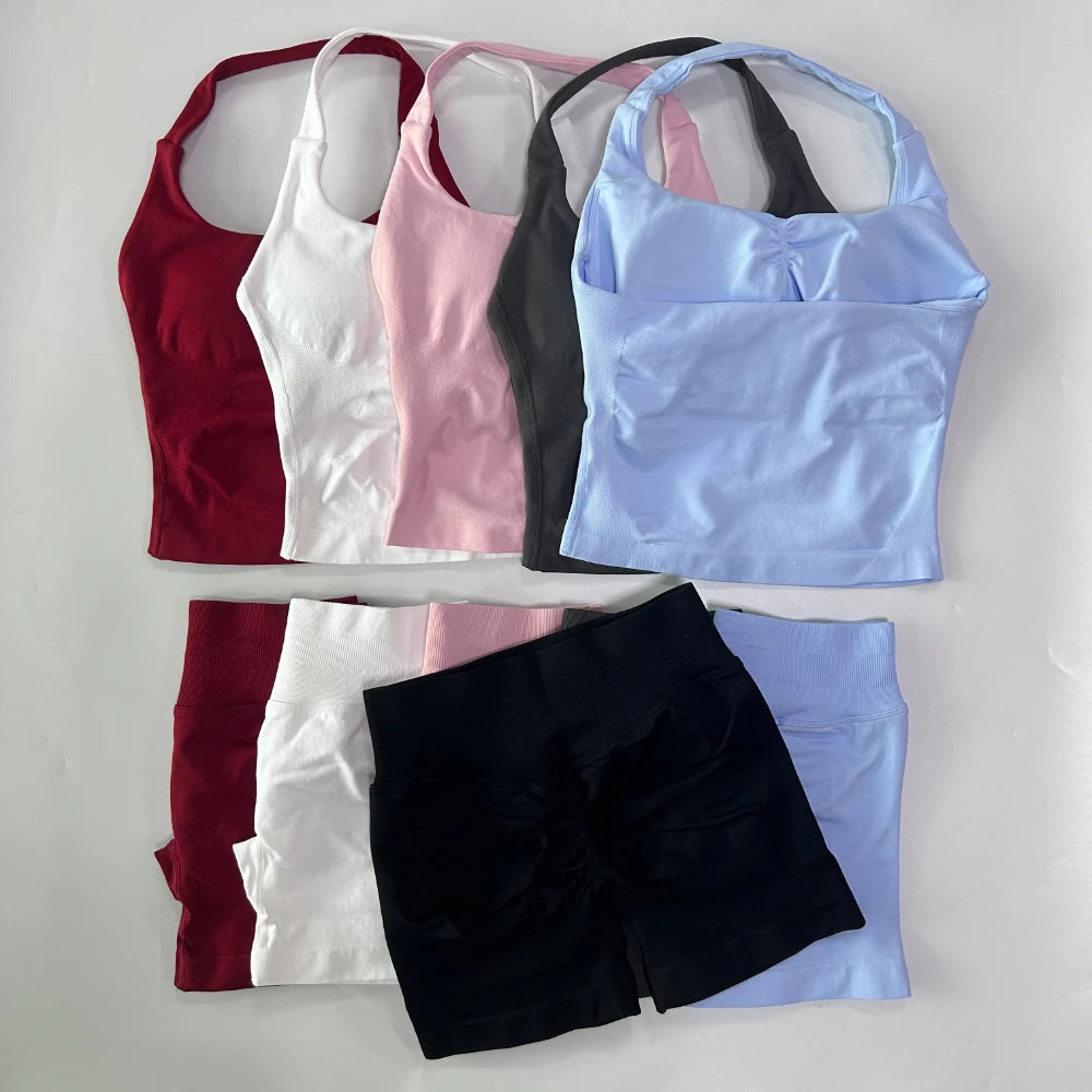 Women’s 2-Piece Backless Halter Gym Set High Waist