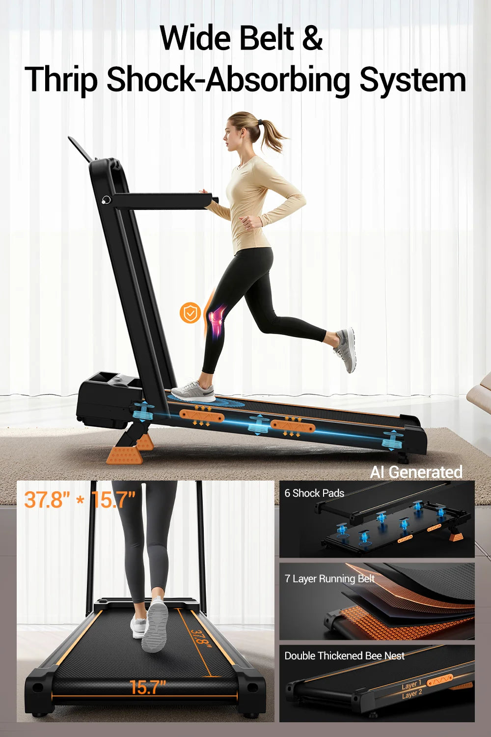 Foldable Incline Treadmill for Home