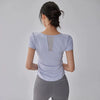 Women’s Breathable Mesh Pleated Waist Yoga Sports Top
