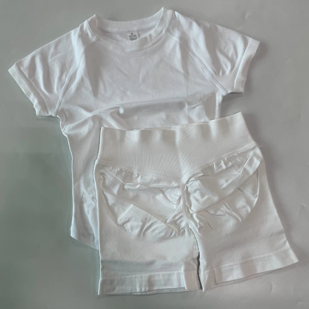Women’s 2-Piece Longline Crop Top Workout Shorts Set
