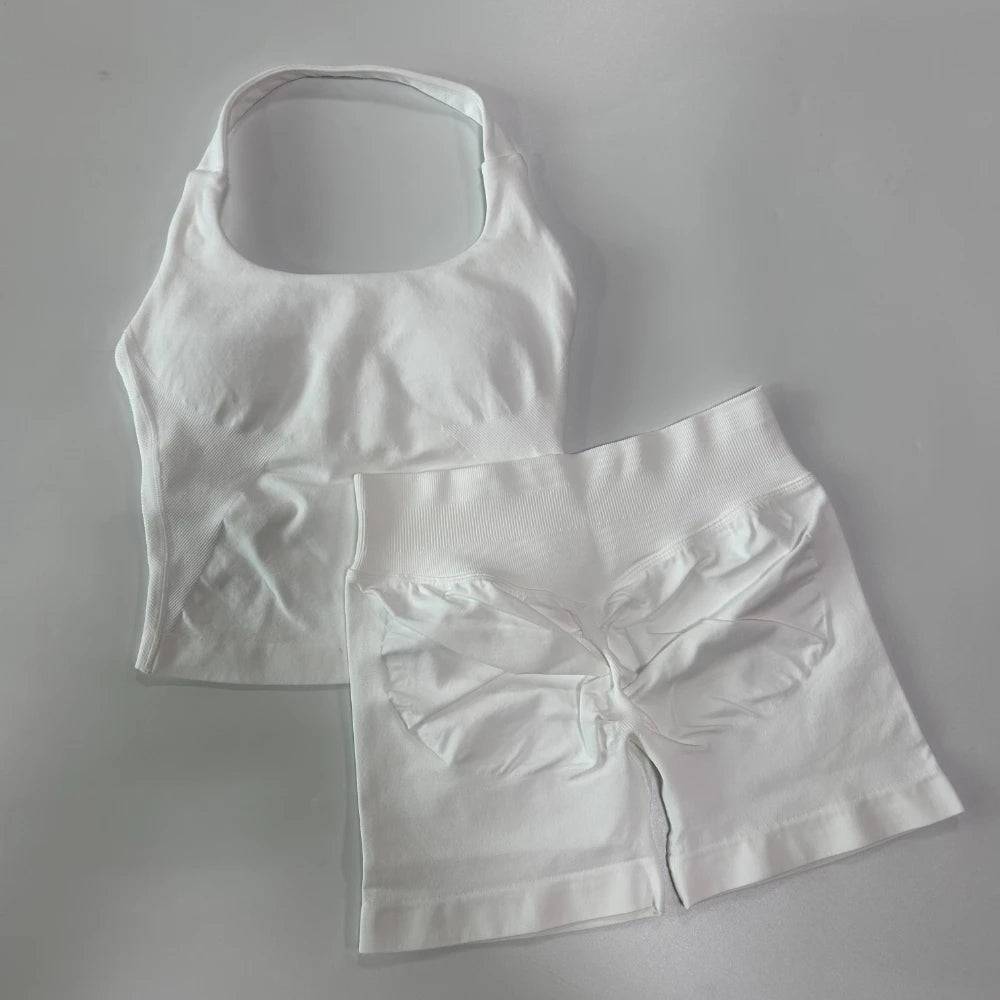 Women’s 2-Piece Backless Halter Gym Set High Waist
