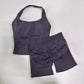 Women’s 2-Piece Backless Halter Gym Set High Waist