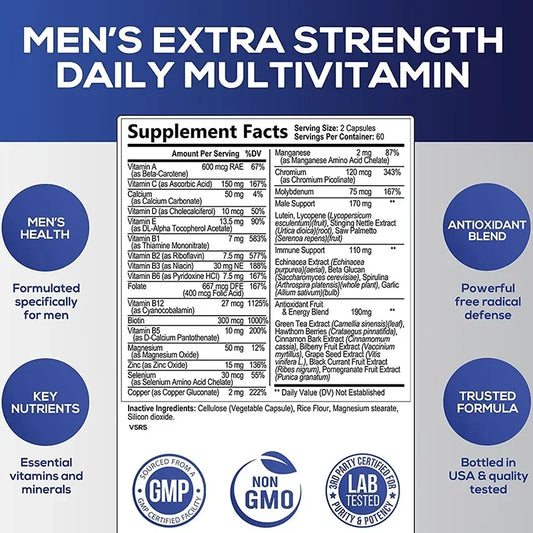 Men’s Daily Multivitamin for Energy Immunity and Wellness