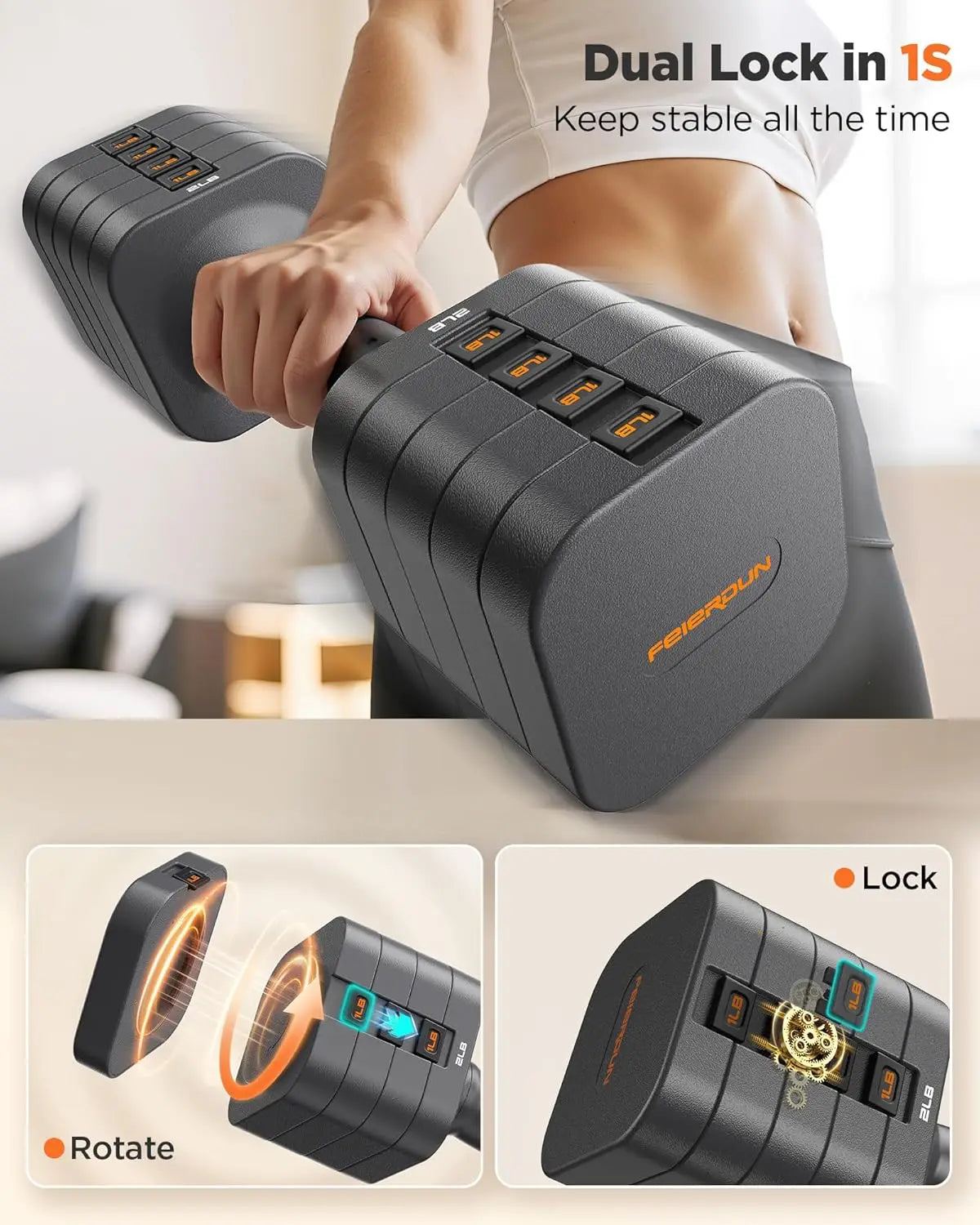 5-in-1 Adjustable Dumbbells Set of Two