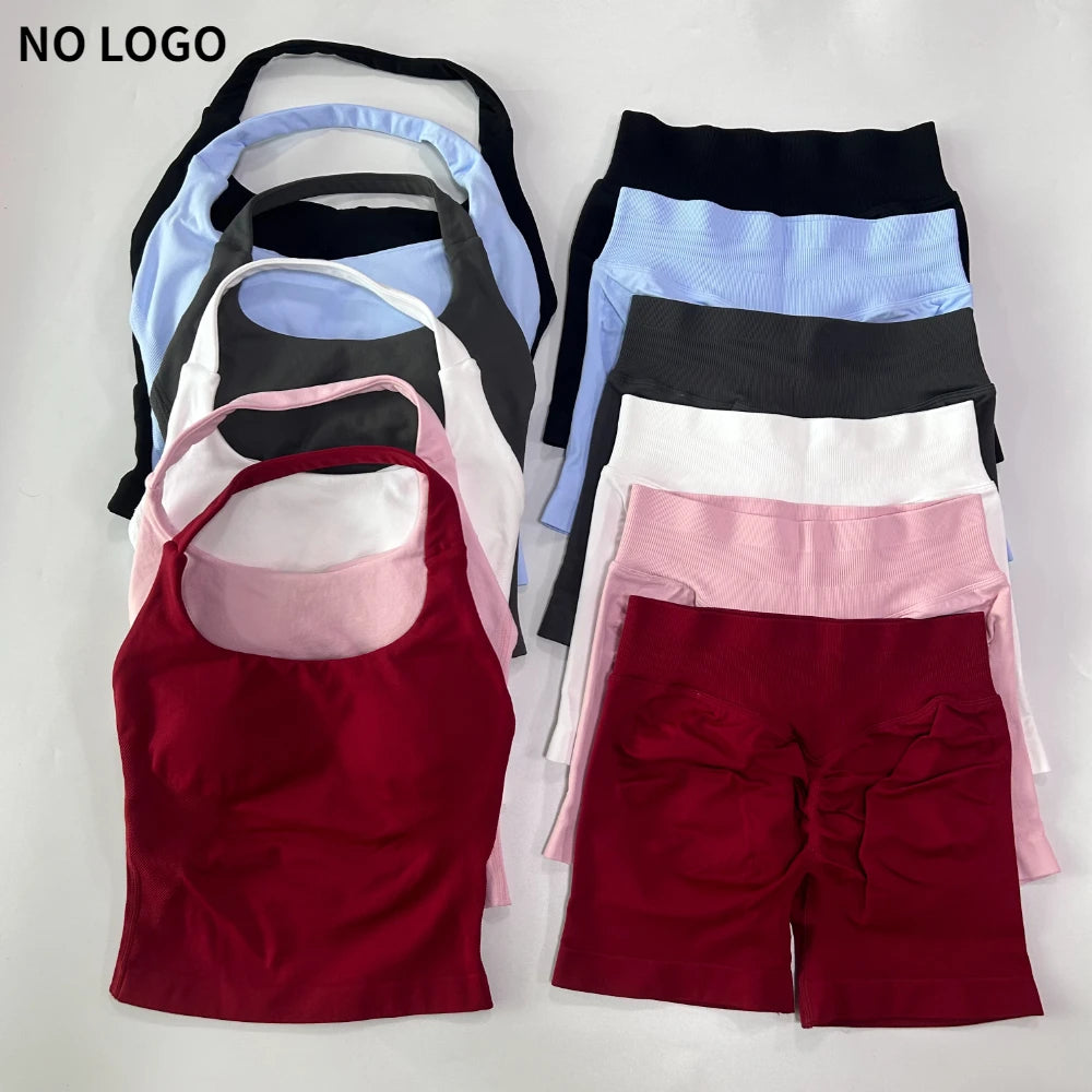 Women’s 2-Piece Backless Halter Gym Set High Waist