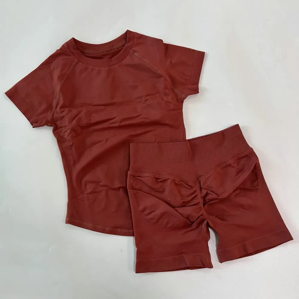Women’s 2-Piece Longline Crop Top Workout Shorts Set
