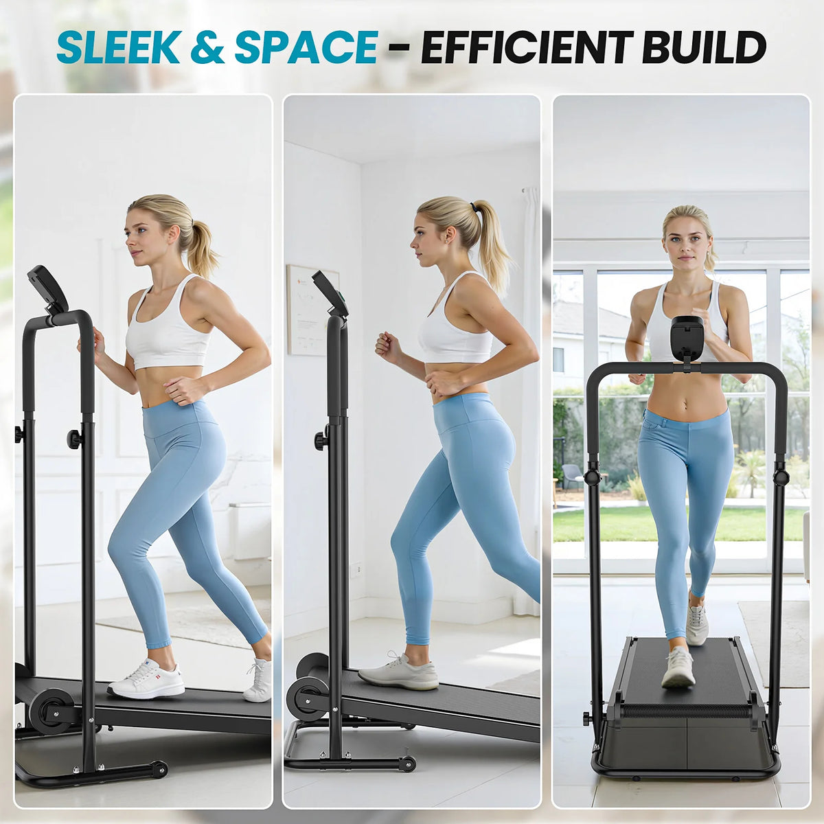 Foldable Non-Motorized Treadmill with Fixed Incline