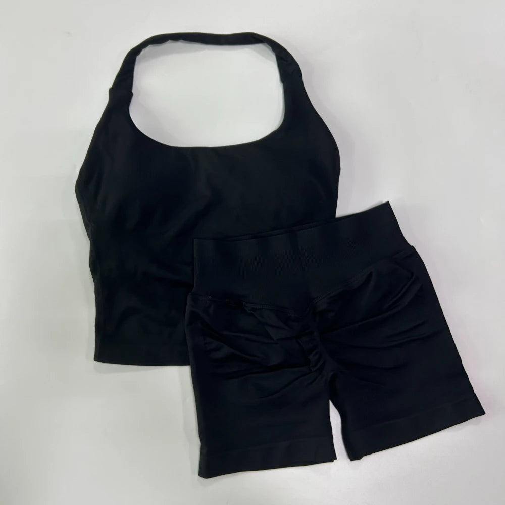 Women’s 2-Piece Backless Halter Gym Set High Waist