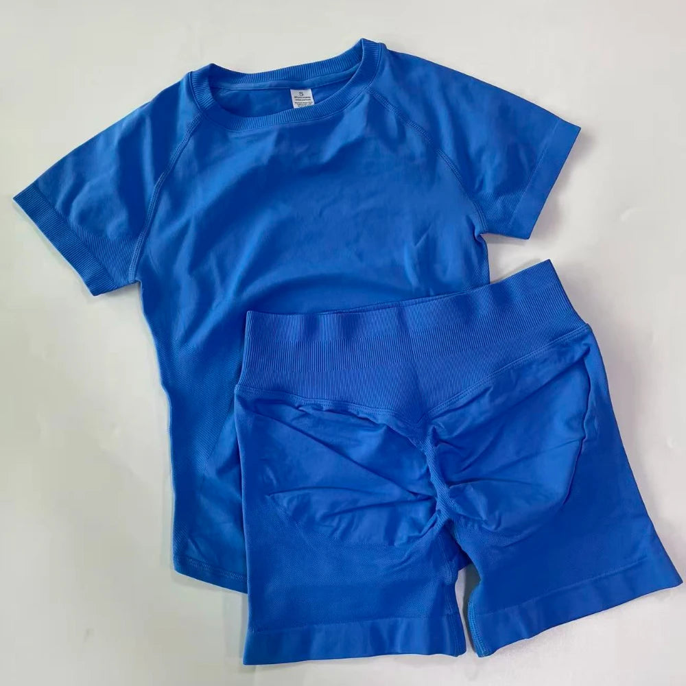 Women’s 2-Piece Longline Crop Top Workout Shorts Set