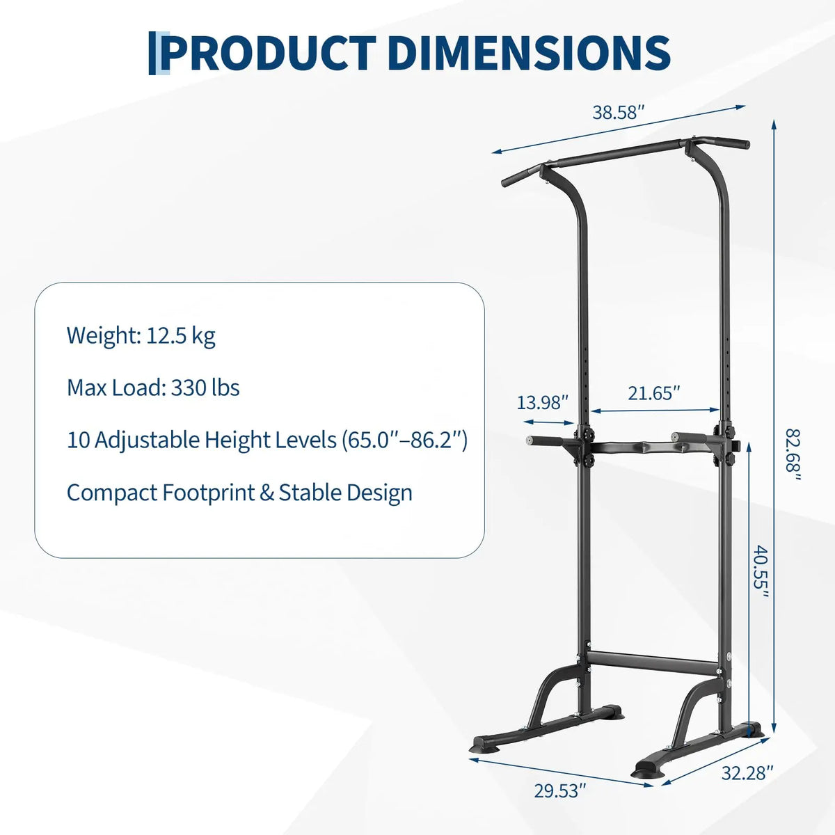 Multi-Function Power Tower with Adjustable Pull Up Bar