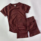 Women’s 2-Piece Longline Crop Top Workout Shorts Set
