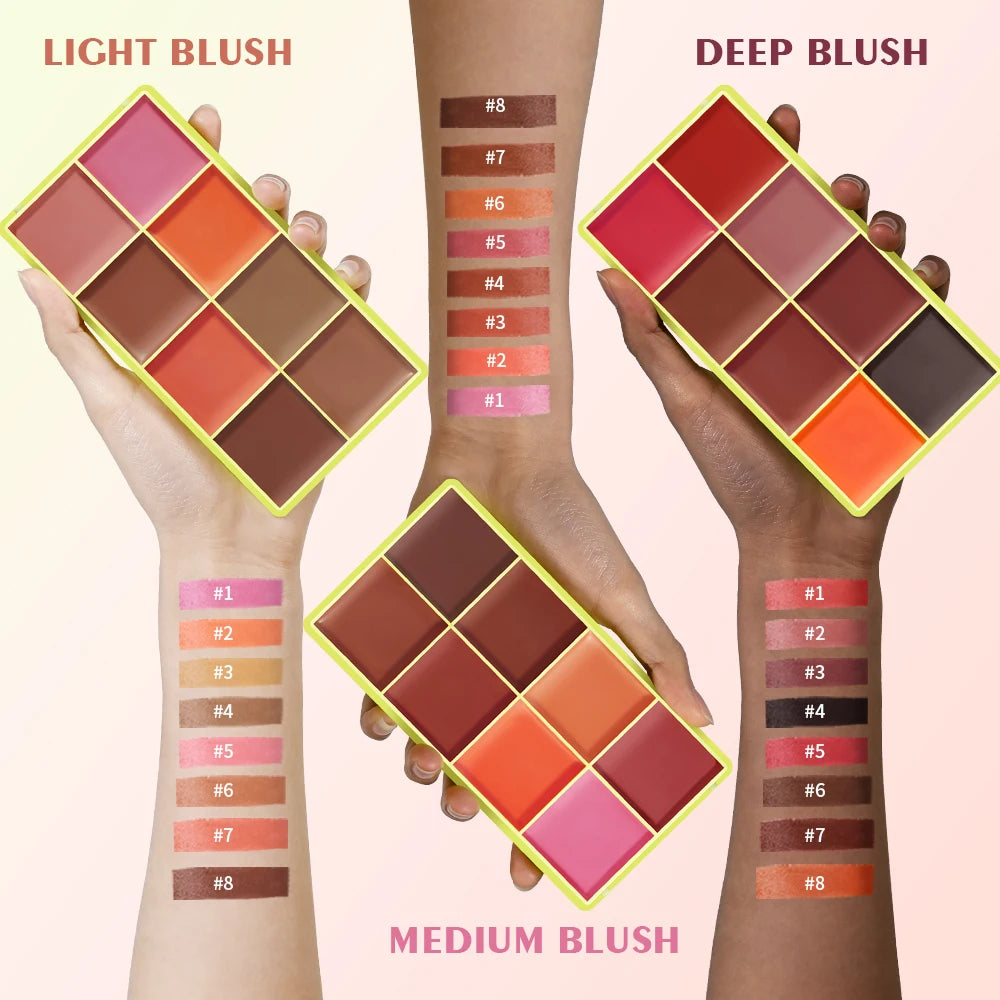 8-Color Cream Blush Highlighter Concealer Palette