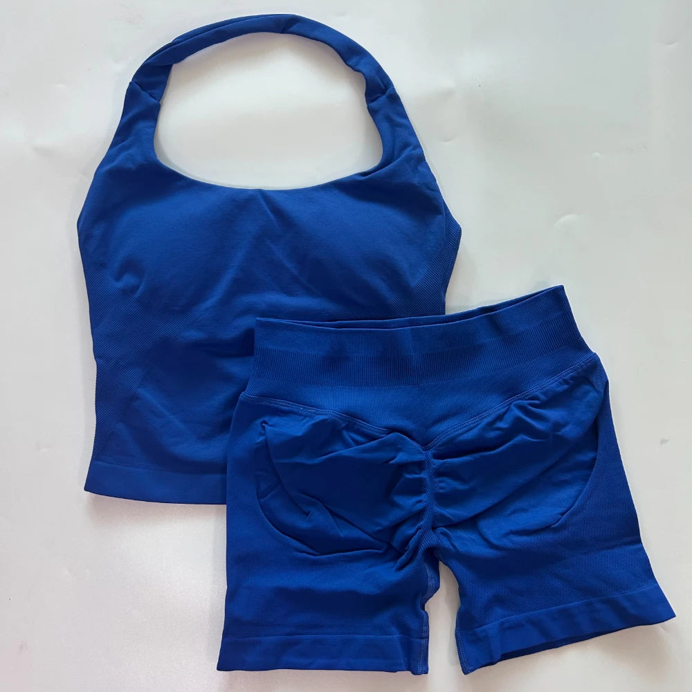 Women’s 2-Piece Backless Halter Gym Set High Waist