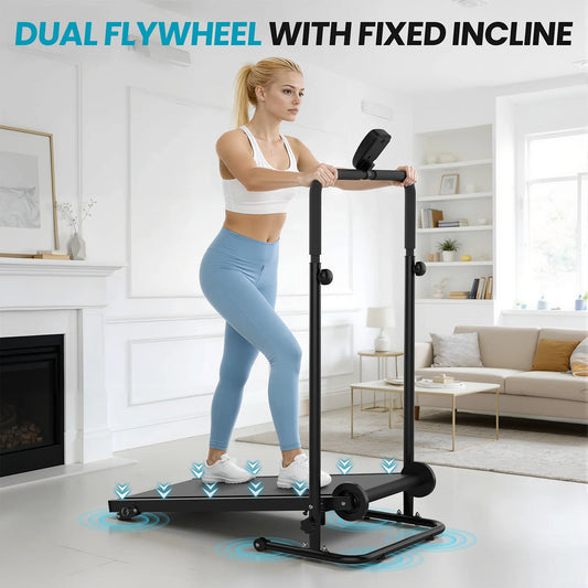 Foldable Non-Motorized Treadmill with Fixed Incline