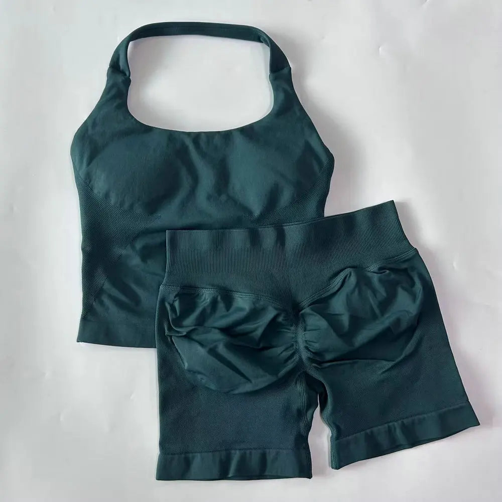 Women’s 2-Piece Backless Halter Gym Set High Waist