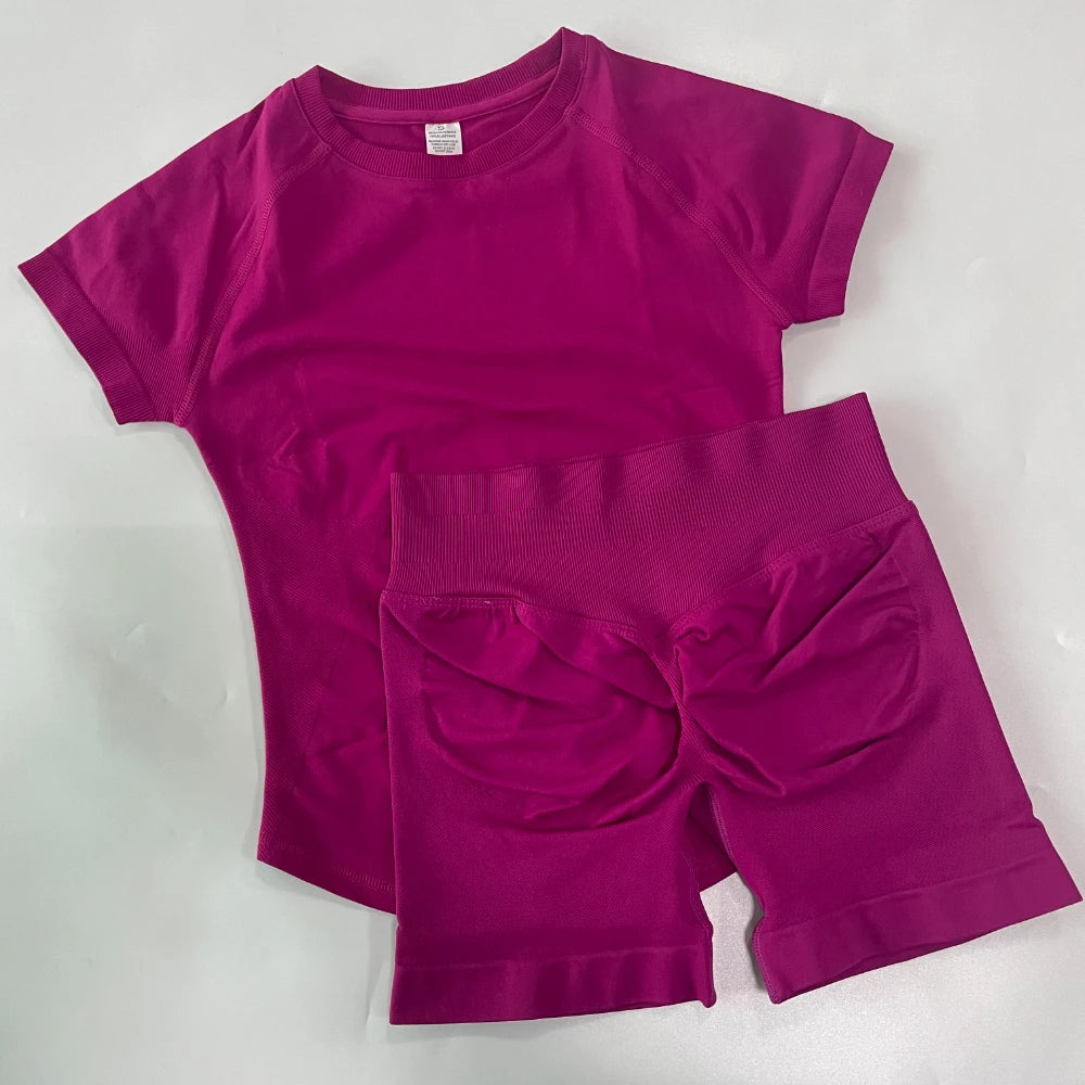 Women’s 2-Piece Longline Crop Top Workout Shorts Set