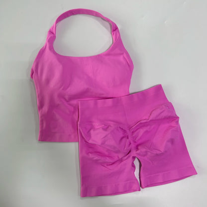 Women’s 2-Piece Backless Halter Gym Set High Waist