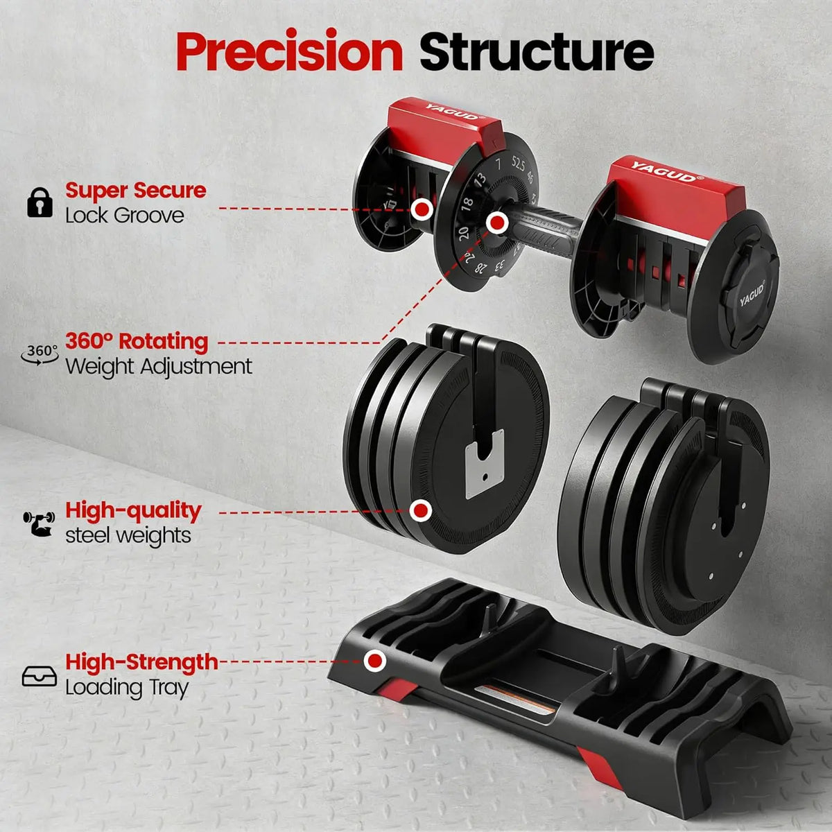 Adjustable Dumbbell Set with Safety Lock and Handle